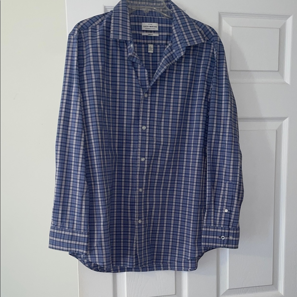 Lucky Brand Navy and White Checkered Shirt